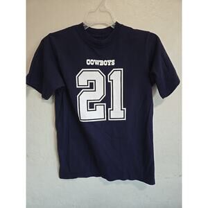 Boy's Youth Navy Blue & White NFL Football Dallas Cowboys #21 Elliot Tshirt Sz M